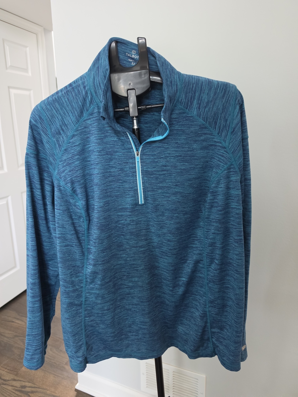Talbots Men's Teal Heathered Quarter-Zip Pullover